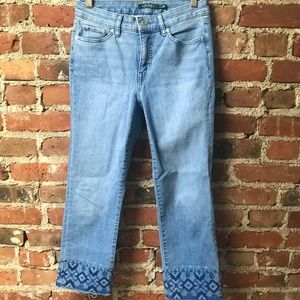 Size 2 Ralph Lauren Embroidered Cropped Jeans